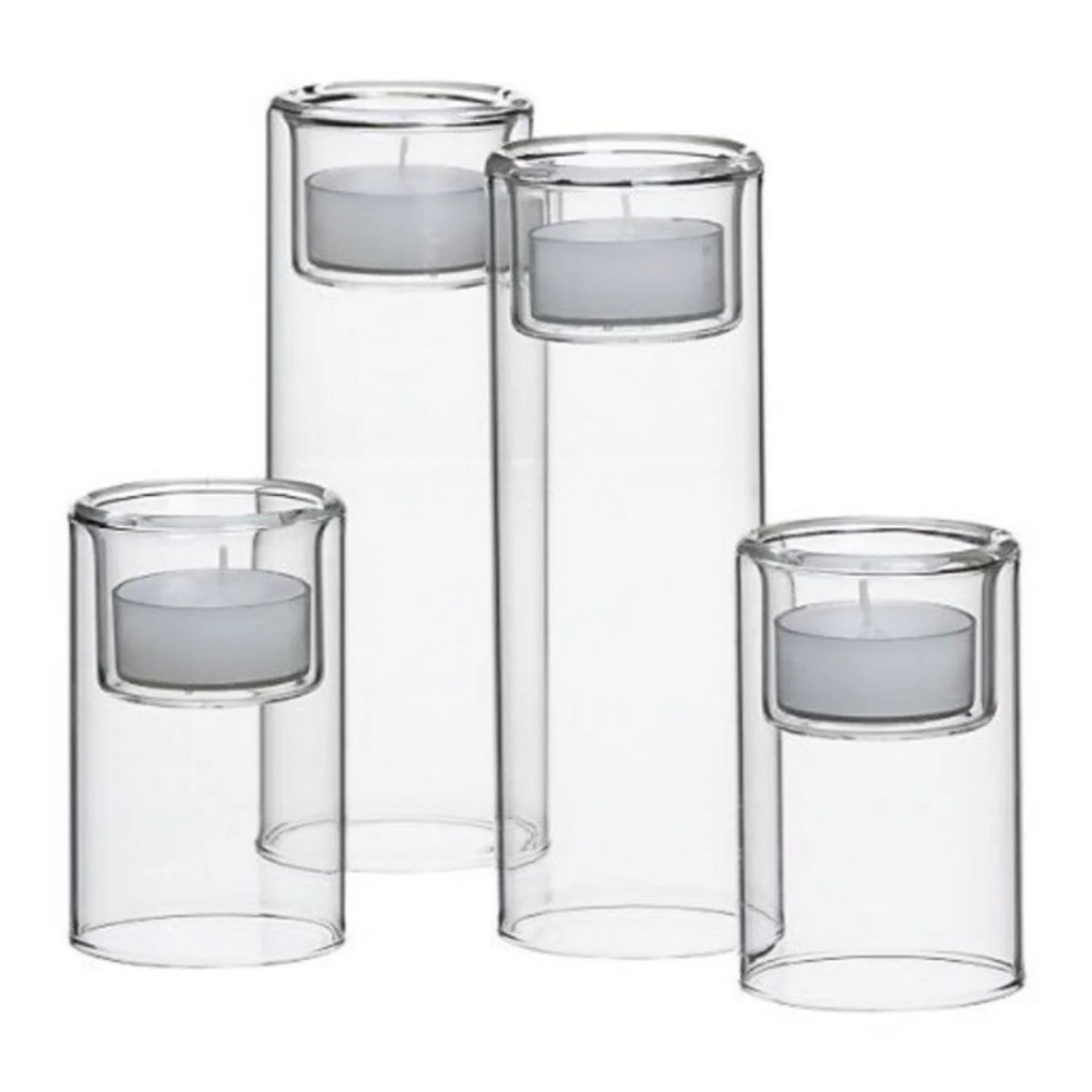 Set of 3 Glass tealight candle holders